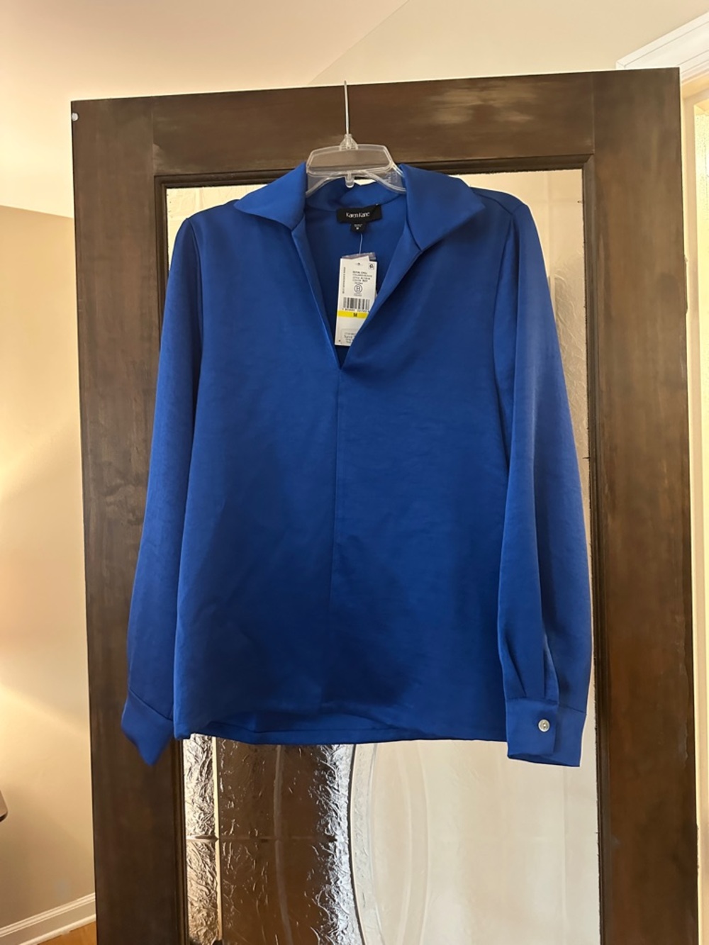 Karen Kane Royal Blue Collared Long Sleeve Blouse - Picture 3 of 3